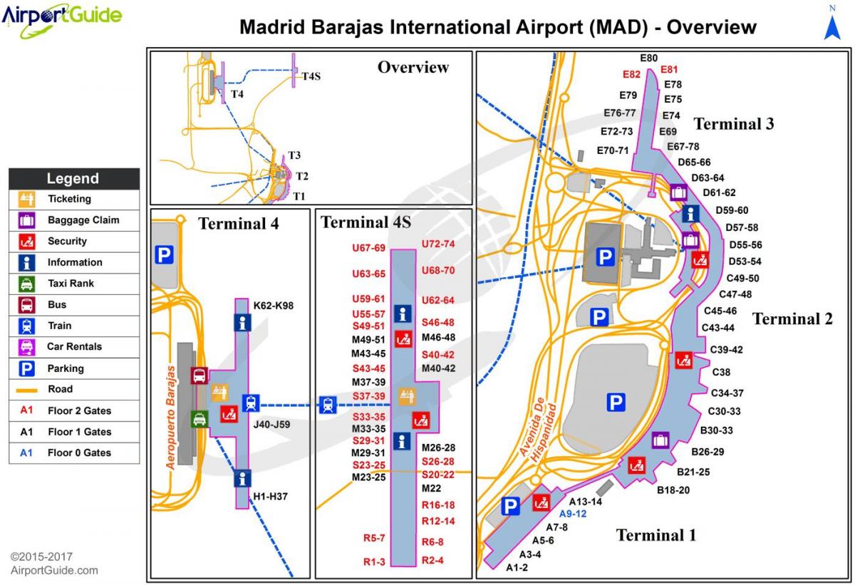 地図のマドリードスペインの空港