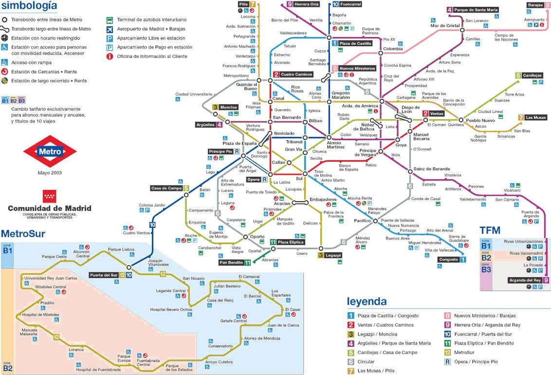 マドリードのメトロ駅構内図