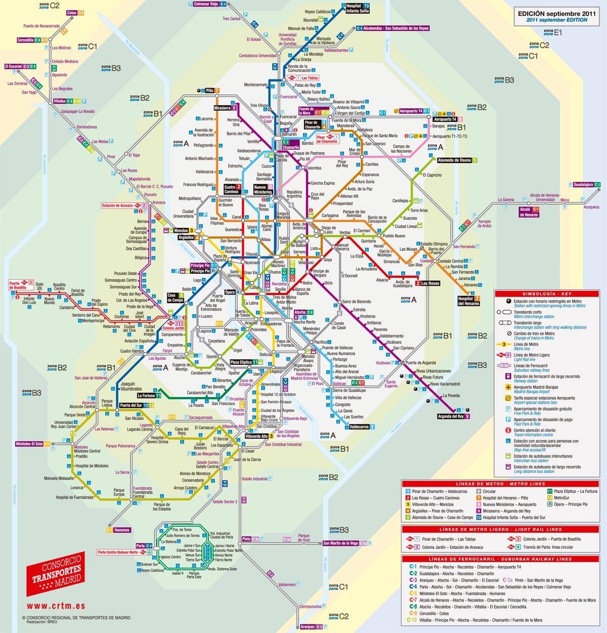 地図マドリードの路面電車