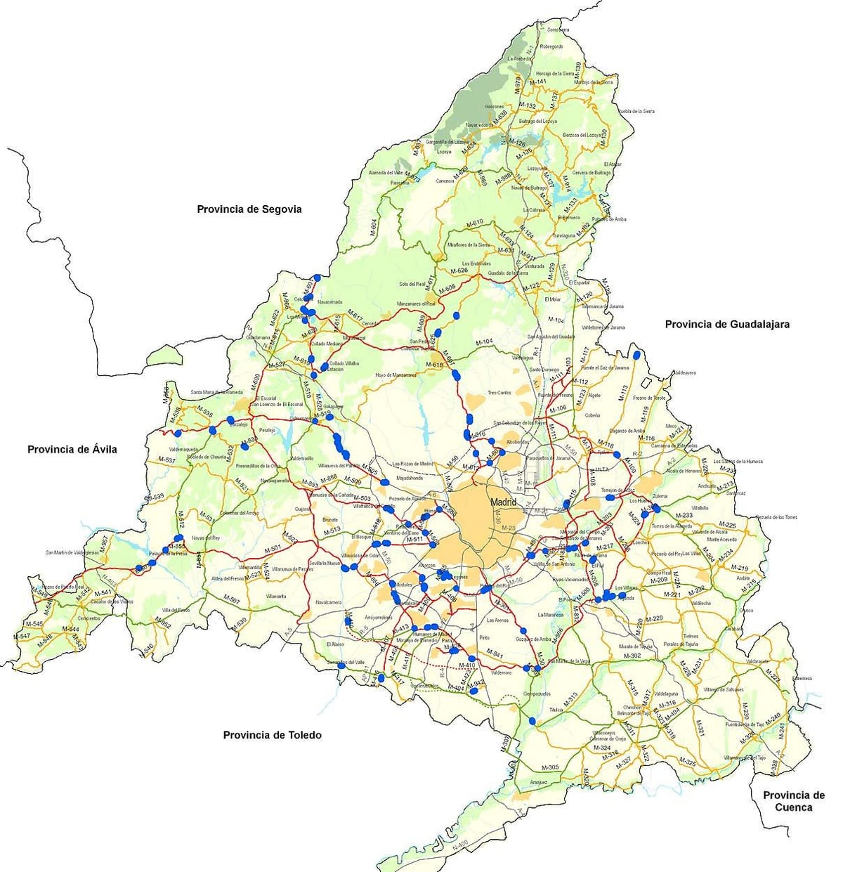 地図の道路マドリード