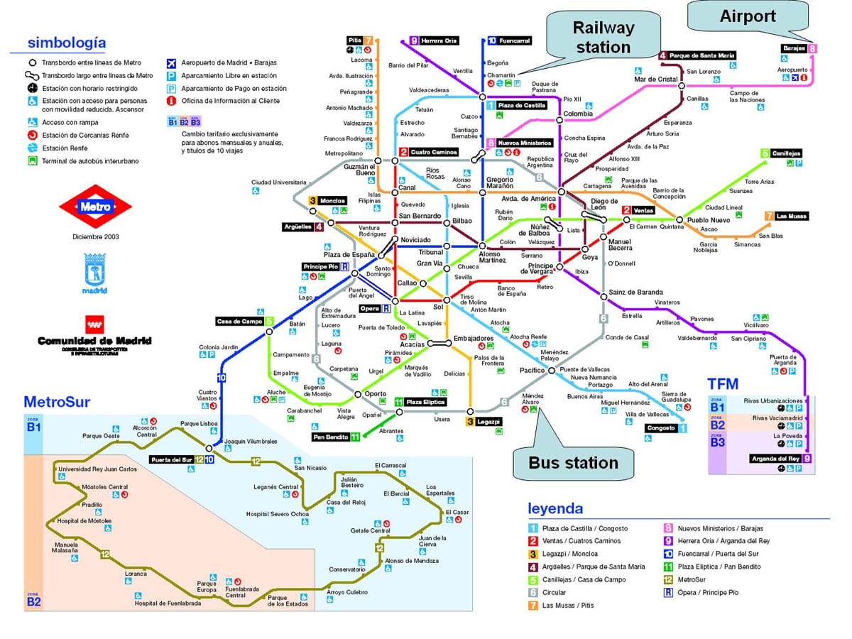 マドリード鉄道駅の地図