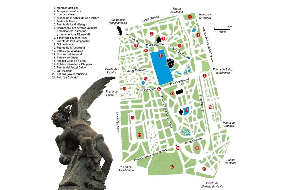 エルレティロ公園の地図