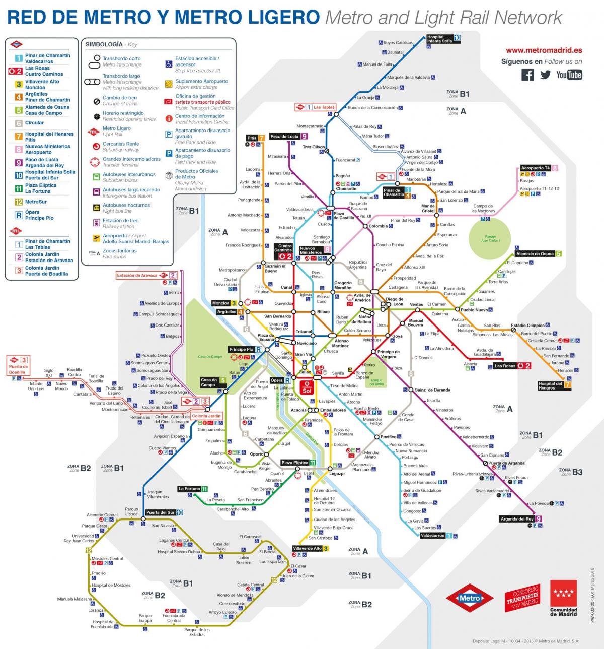地図マドリードの公共交通機関