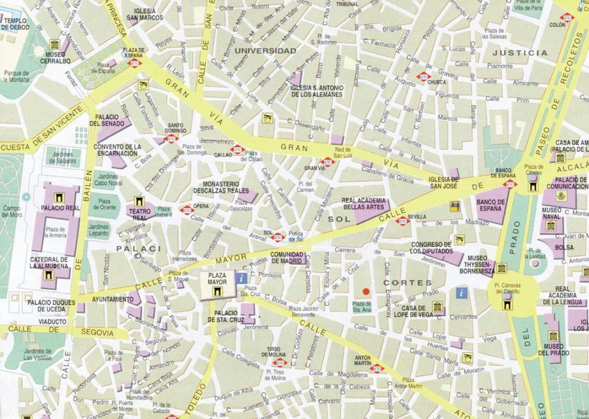 マドリードの繁華街の地図