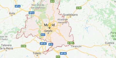 マドリードの地図とその周辺都市