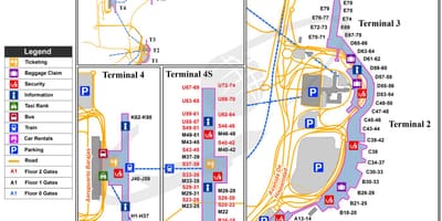 地図のマドリードスペインの空港