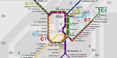 地図マドリードの歩鉄道駅
