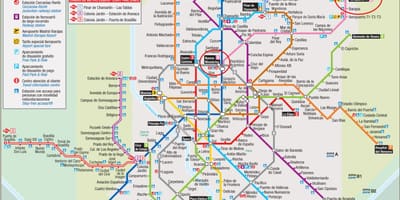 マドリードのメトロ地図空港